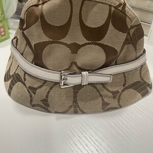 Coach Brown and Tan Patterned Hat Bundle with 2 coach bags